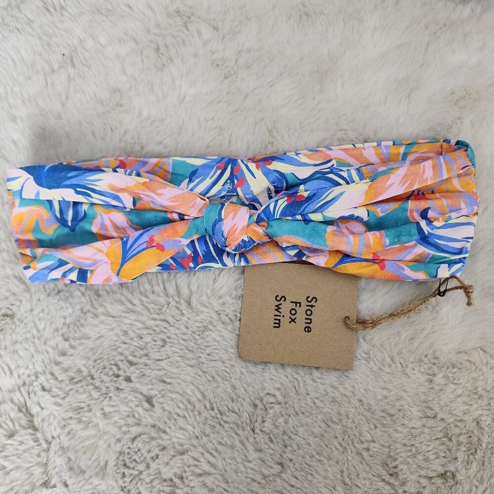 NWT Stone Fox Swim Lele Knotted Bandeau Bikini Top Tropical Lily S Revolve